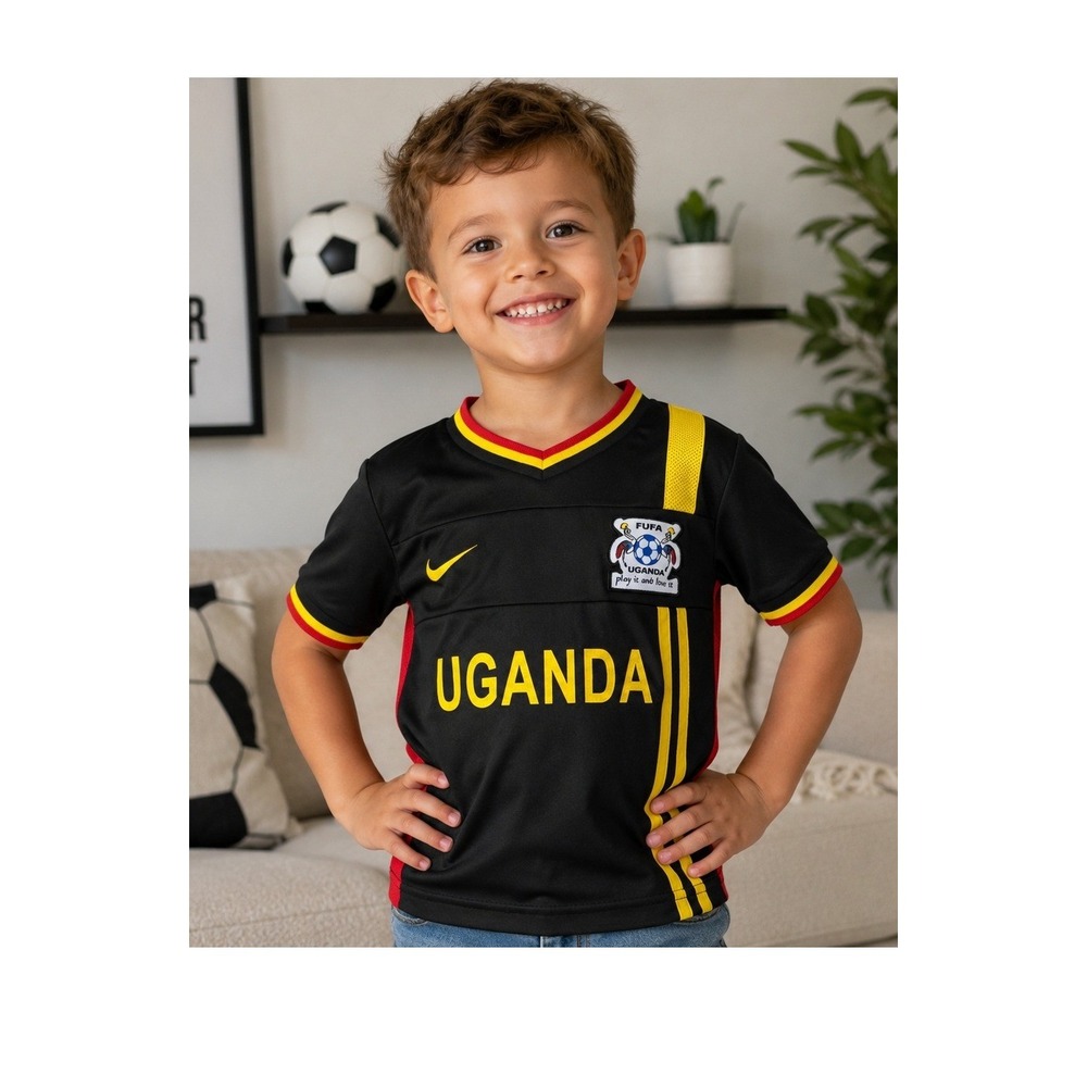 Nike Uganda FUFA Soccer Jersey Kids XXS 4-5 Dri-FIT Black Football Shirt